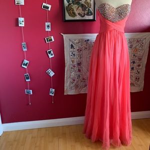 La Femme Coral Prom Dress